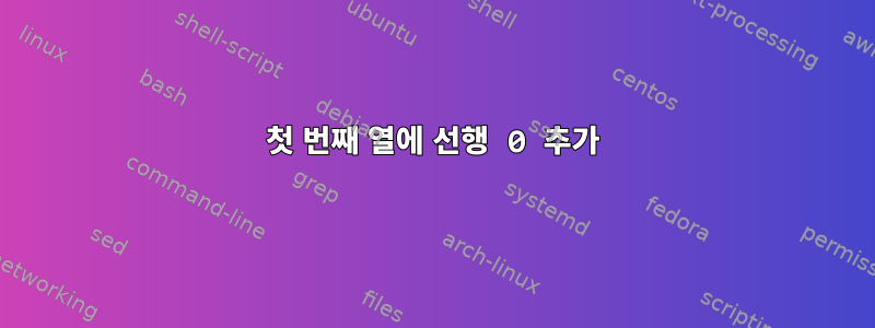 첫 번째 열에 선행 0 추가