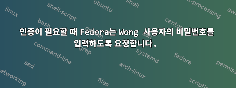 인증이 필요할 때 Fedora는 Wong 사용자의 비밀번호를 입력하도록 요청합니다.