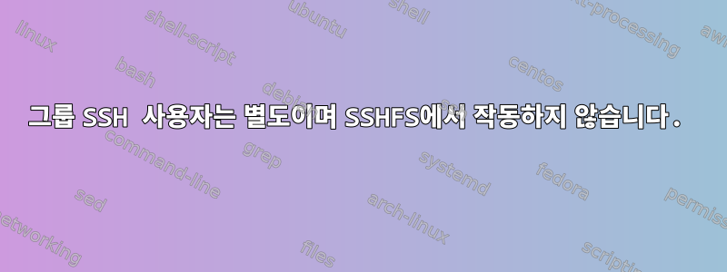 그룹 SSH 사용자는 별도이며 SSHFS에서 작동하지 않습니다.