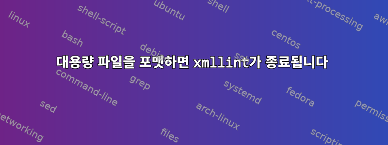 대용량 파일을 포맷하면 xmllint가 종료됩니다