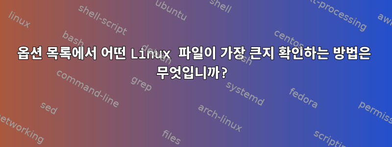 옵션 목록에서 어떤 Linux 파일이 가장 큰지 확인하는 방법은 무엇입니까?