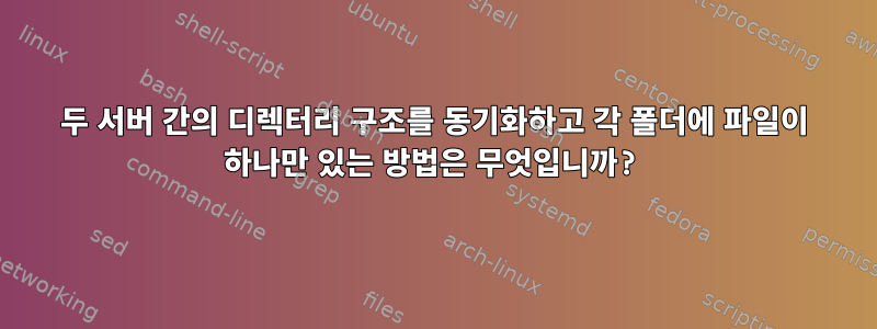 두 서버 간의 디렉터리 구조를 동기화하고 각 폴더에 파일이 하나만 있는 방법은 무엇입니까?