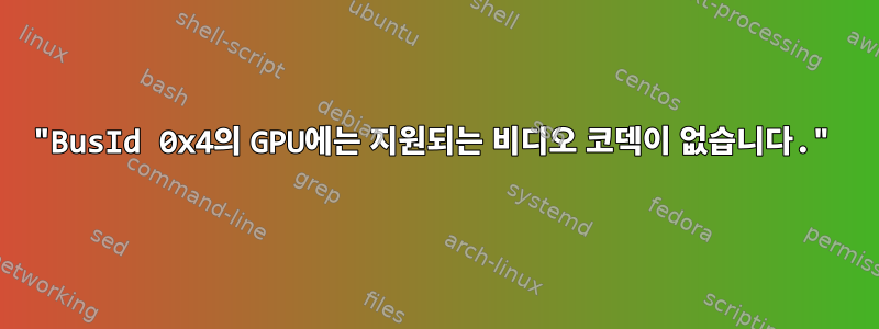 "BusId 0x4의 GPU에는 지원되는 비디오 코덱이 없습니다."