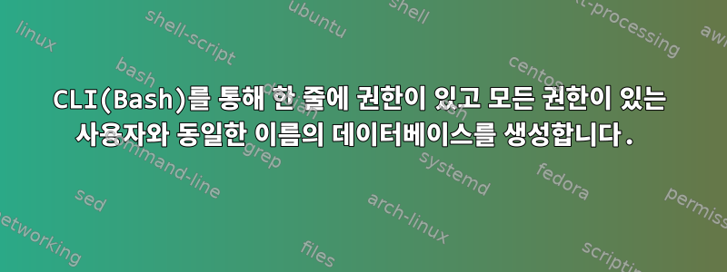 CLI(Bash)를 통해 한 줄에 권한이 있고 모든 권한이 있는 사용자와 동일한 이름의 데이터베이스를 생성합니다.