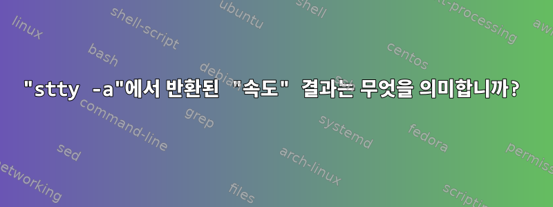 "stty -a"에서 반환된 "속도" 결과는 무엇을 의미합니까?