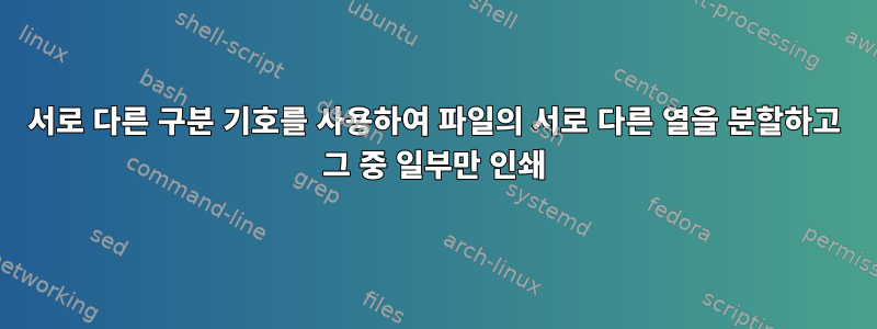 서로 다른 구분 기호를 사용하여 파일의 서로 다른 열을 분할하고 그 중 일부만 인쇄