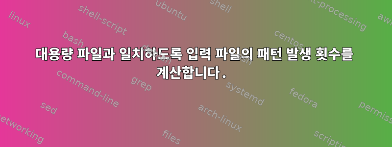 대용량 파일과 일치하도록 입력 파일의 패턴 발생 횟수를 계산합니다.