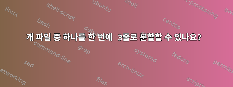 4개 파일 중 하나를 한 번에 3줄로 분할할 수 있나요?