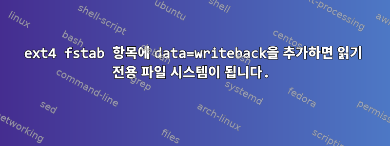 ext4 fstab 항목에 data=writeback을 추가하면 읽기 전용 파일 시스템이 됩니다.