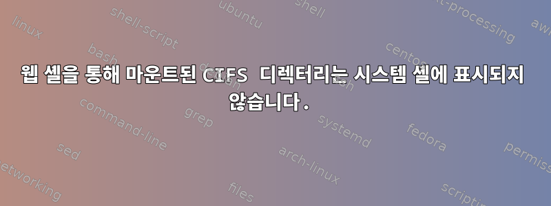 웹 셸을 통해 마운트된 CIFS 디렉터리는 시스템 셸에 표시되지 않습니다.