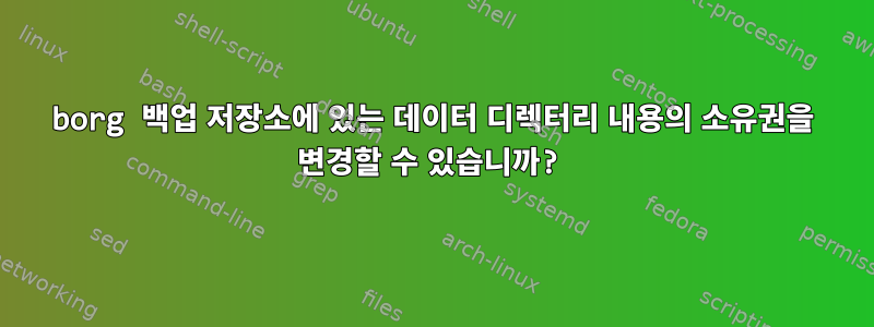 borg 백업 저장소에 있는 데이터 디렉터리 내용의 소유권을 변경할 수 있습니까?