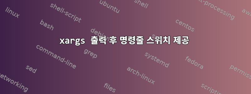 xargs 출력 후 명령줄 스위치 제공