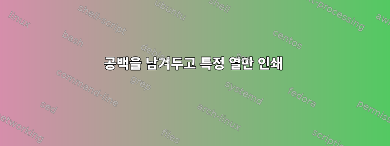 공백을 남겨두고 특정 열만 인쇄