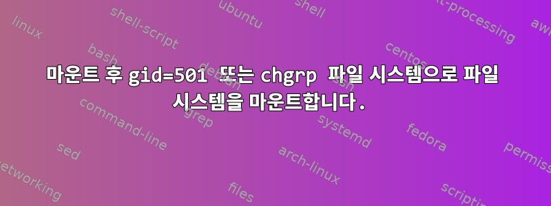 마운트 후 gid=501 또는 chgrp 파일 시스템으로 파일 시스템을 마운트합니다.