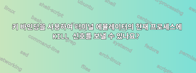 키 바인딩을 사용하여 터미널 에뮬레이터의 현재 프로세스에 KILL 신호를 보낼 수 있나요?