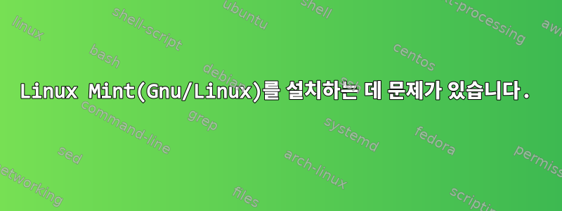 Linux Mint(Gnu/Linux)를 설치하는 데 문제가 있습니다.