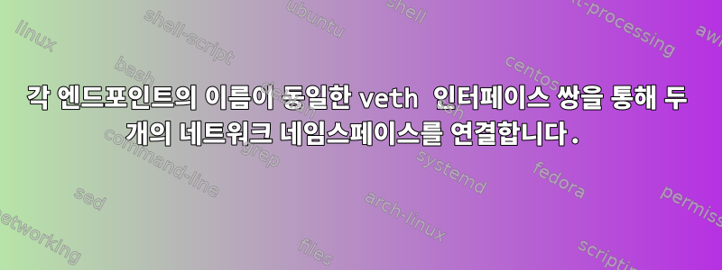 각 엔드포인트의 이름이 동일한 veth 인터페이스 쌍을 통해 두 개의 네트워크 네임스페이스를 연결합니다.