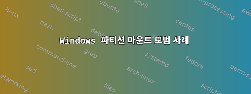 Windows 파티션 마운트 모범 사례