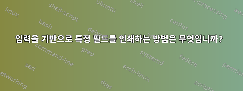 입력을 기반으로 특정 필드를 인쇄하는 방법은 무엇입니까?