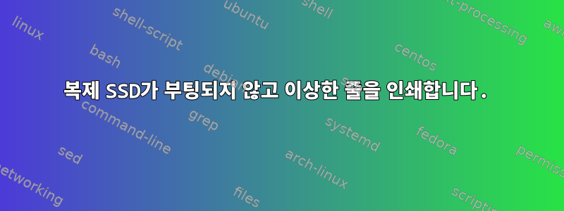 복제 SSD가 부팅되지 않고 이상한 줄을 인쇄합니다.