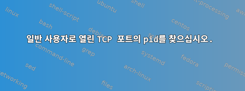 일반 사용자로 열린 TCP 포트의 pid를 찾으십시오.