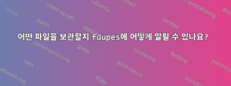 어떤 파일을 보관할지 fdupes에 어떻게 알릴 수 있나요?