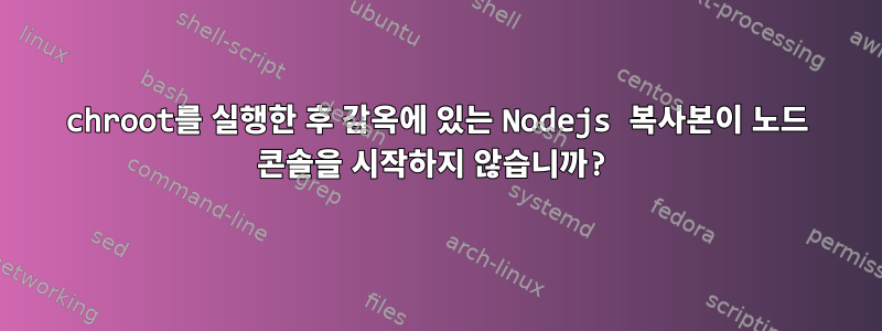 chroot를 실행한 후 감옥에 있는 Nodejs 복사본이 노드 콘솔을 시작하지 않습니까?