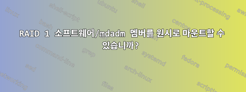 RAID 1 소프트웨어/mdadm 멤버를 원시로 마운트할 수 있습니까?