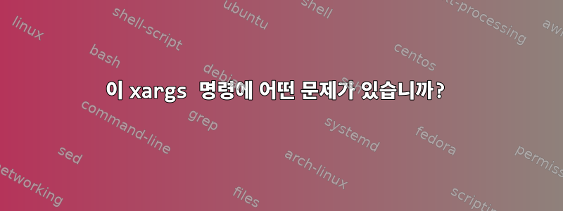 이 xargs 명령에 어떤 문제가 있습니까?