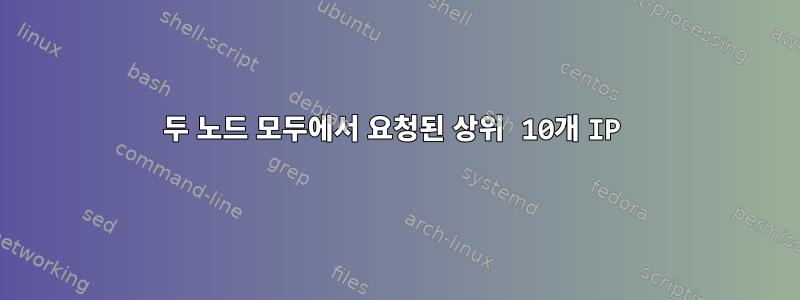 두 노드 모두에서 요청된 상위 10개 IP