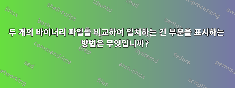 두 개의 바이너리 파일을 비교하여 일치하는 긴 부분을 표시하는 방법은 무엇입니까?