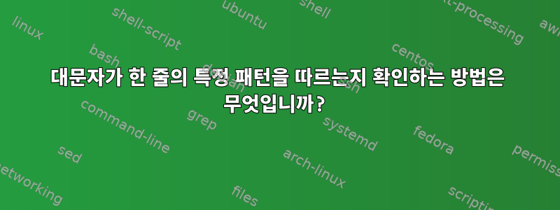 대문자가 한 줄의 특정 패턴을 따르는지 확인하는 방법은 무엇입니까?