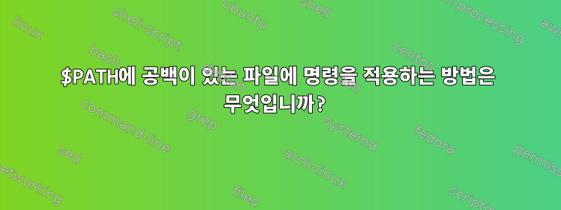 $PATH에 공백이 있는 파일에 명령을 적용하는 방법은 무엇입니까?