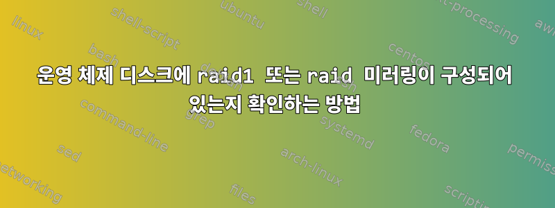 운영 체제 디스크에 raid1 또는 raid 미러링이 구성되어 있는지 확인하는 방법