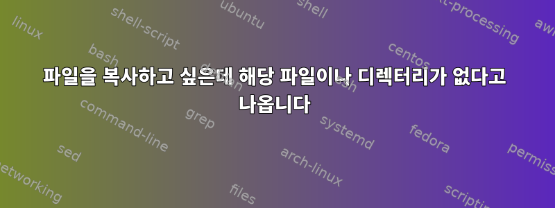 파일을 복사하고 싶은데 해당 파일이나 디렉터리가 없다고 나옵니다