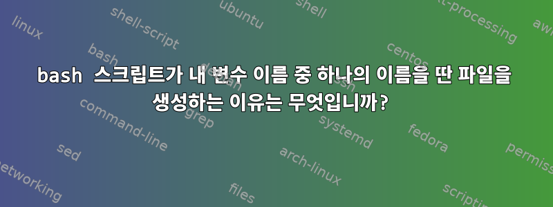 bash 스크립트가 내 변수 이름 중 하나의 이름을 딴 파일을 생성하는 이유는 무엇입니까?