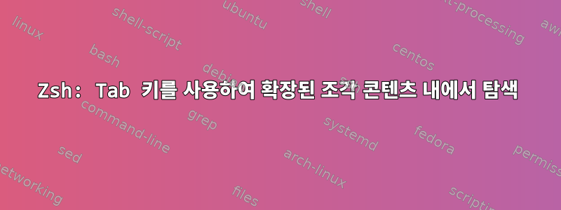 Zsh: Tab 키를 사용하여 확장된 조각 콘텐츠 내에서 탐색