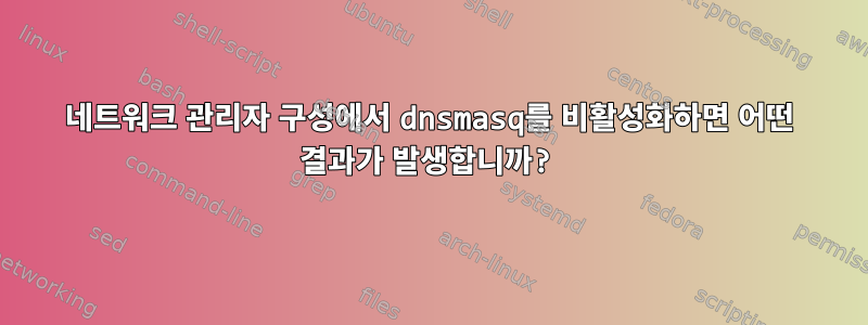 네트워크 관리자 구성에서 dnsmasq를 비활성화하면 어떤 결과가 발생합니까?