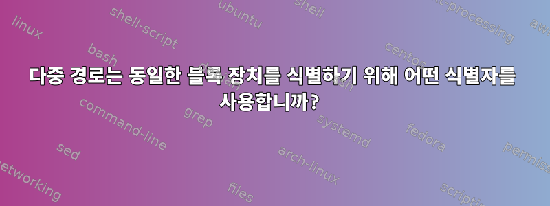 다중 경로는 동일한 블록 장치를 식별하기 위해 어떤 식별자를 사용합니까?