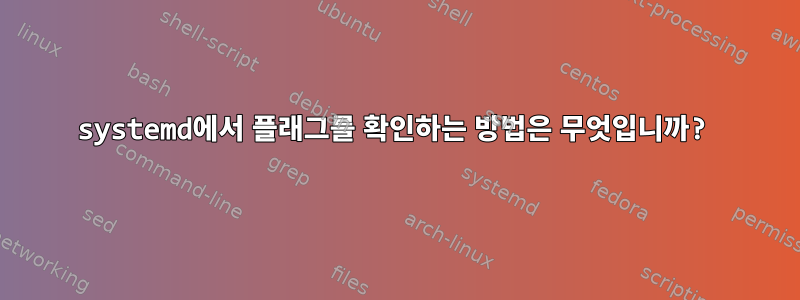 systemd에서 플래그를 확인하는 방법은 무엇입니까?