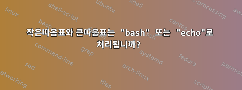 작은따옴표와 큰따옴표는 "bash" 또는 "echo"로 처리됩니까?