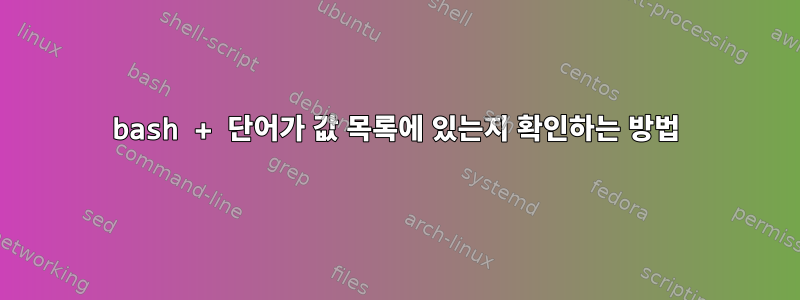 bash + 단어가 값 목록에 있는지 확인하는 방법