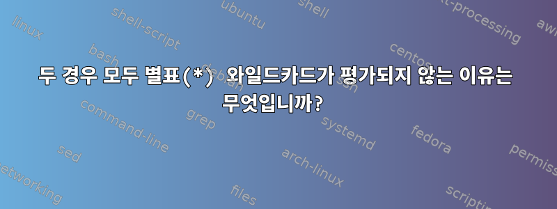 두 경우 모두 별표(*) 와일드카드가 평가되지 않는 이유는 무엇입니까?