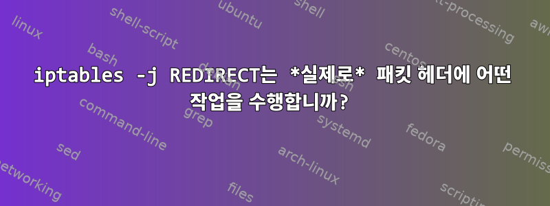 iptables -j REDIRECT는 *실제로* 패킷 헤더에 어떤 작업을 수행합니까?