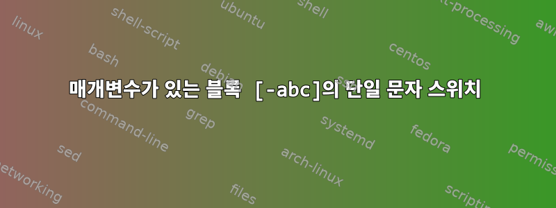 매개변수가 있는 블록 [-abc]의 단일 문자 스위치