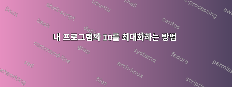 내 프로그램의 IO를 최대화하는 방법