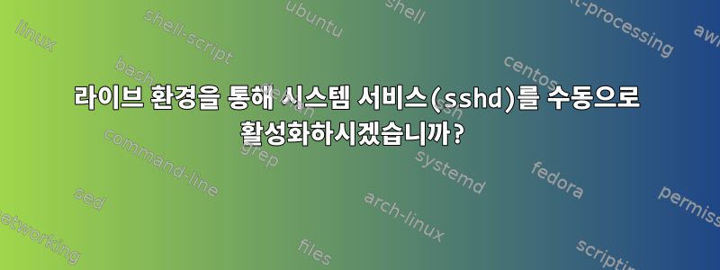 라이브 환경을 통해 시스템 서비스(sshd)를 수동으로 활성화하시겠습니까?