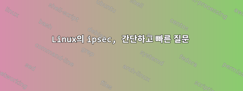 Linux의 ipsec, 간단하고 빠른 질문