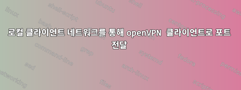 로컬 클라이언트 네트워크를 통해 openVPN 클라이언트로 포트 전달