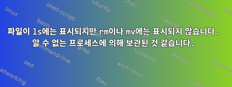 파일이 ls에는 표시되지만 rm이나 mv에는 표시되지 않습니다. 알 수 없는 프로세스에 의해 보관된 것 같습니다.